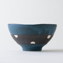 Load image into Gallery viewer, Polka Dot Navy Matcha Bowl
